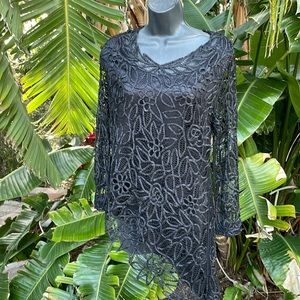 Soulmates beaded 100% silk asymmetric top